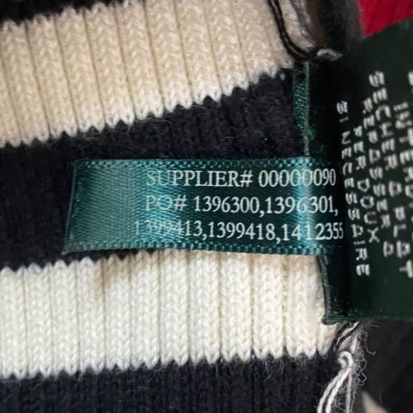 Lauren Ralph Lauren Rib-Knit Sweater Womens Medium Black White Striped Crewneck - Picture 10 of 12